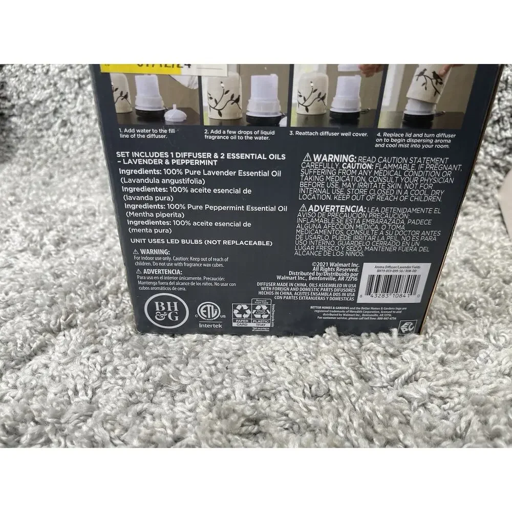 Better Homes & Gardens 3 Piece 100 ml Diffuser Set Lavender Fields New